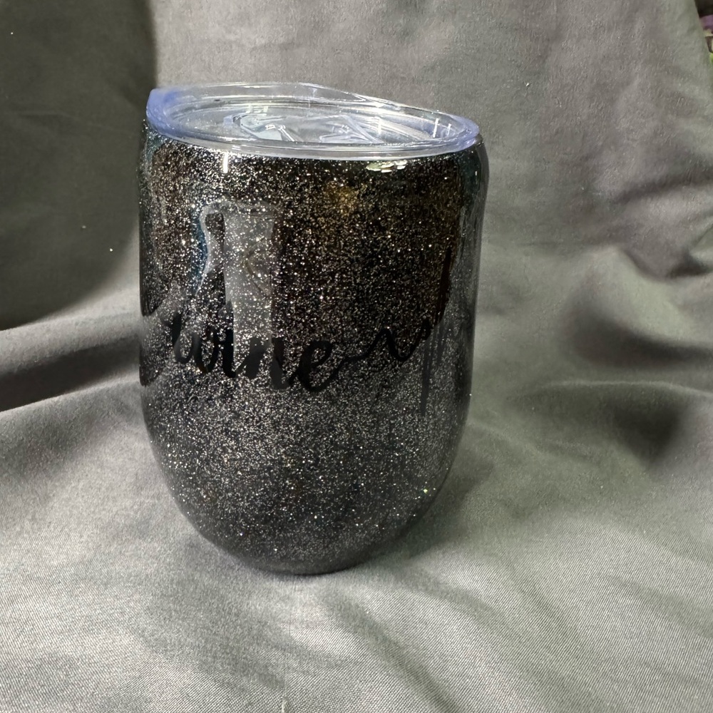 Black Glitter Tumbler with Lid